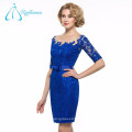 Lace Satin Bow Button Sexy Blue Mother Of The Bride Dresses